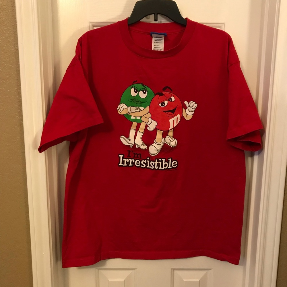 M&M’s M&M Red & Green Characters “I’m Irresistible” T-Shirt Tee Shirt Sz XL EUC